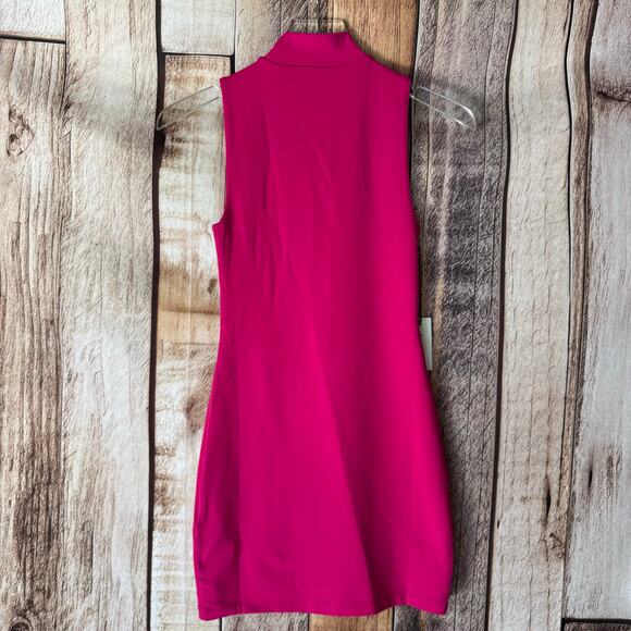Babaton Dress Contour Mock Neck Pink Sleeveless Fitted Mini Summer NWT Size XS - Picture 2 of 8